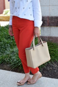 A Day In The Lalz; Fashion; Style; Modesty; Summer Red; Color Pants; J. Crew; Banana Republic; Kate Spade; Haute Hijab