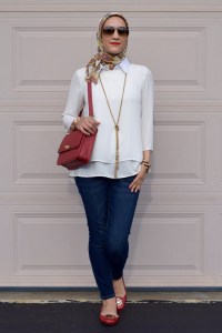 A Day In The Lalz; Summer Red; J. Crew; Edie Purse; Red Flats; The Limited; Modesty; 