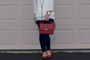 A Day In The Lalz; Summer Red; J. Crew; Edie Purse; Red Flats; The Limited; Modesty; 