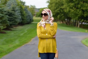 A Day In The Lalz; Chartreuse; Fashion; Modesty; Fashion Blog; Fall Beauty; Fall Trends; Fashion Style; Fashion Trends; Fall Fashion; Transition to Fall; H&M; Prada Sunglasses; Haute Hijab; Rebecca Minkoff Bag; Kendra Scott Necklace; J. Crew Flats