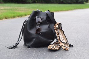 A Day In The Lalz; Pre-Fall; Transitioning to Fall Fashion; Style; Fashion Blog; Olive Pants; Baublebar; Courtney Bib; Bucket Bag; Leopard Flats