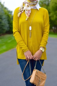 A Day In The Lalz; Chartreuse; Fashion; Modesty; Fashion Blog; Fall Beauty; Fall Trends; Fashion Style; Fashion Trends; Fall Fashion; Transition to Fall; H&M; Prada Sunglasses; Haute Hijab; Rebecca Minkoff Bag; Kendra Scott Necklace; J. Crew Flats