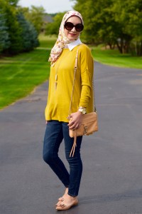 A Day In The Lalz; Chartreuse; Fashion; Modesty; Fashion Blog; Fall Beauty; Fall Trends; Fashion Style; Fashion Trends; Fall Fashion; Transition to Fall; H&M; Prada Sunglasses; Haute Hijab; Rebecca Minkoff Bag; Kendra Scott Necklace; J. Crew Flats