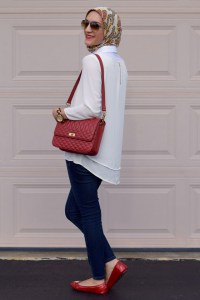 A Day In The Lalz; Summer Red; J. Crew; Edie Purse; Red Flats; The Limited; Modesty; 