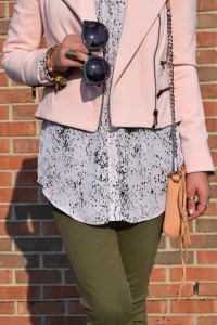 A Day In The Lalz; Fall Fashion; Banana Republic; Pink and Olive; Fashion Blogger; Modesty; Hijabi; Vela Zipper Edge Scarf; Karen Walker Super Dupe Sunglasses; Rebecca Minkoff Handbag; Style Inspiration