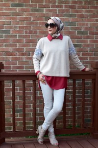 A Day In The Lalz; Autumn Rust; Fall Sweater; Jeweled Sweater; Floral Embellished; J. Crew; Nordstrom Rack Blouse; Booties; Prada Sunglasses: Haute Hijab; Fashion Blog; Modesty; Layers