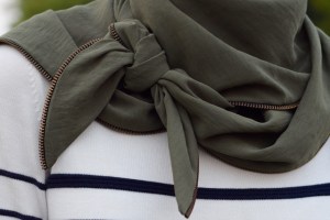 A Day In The Lalz; Strip Sweater; Banana Republic; Vela Zipper Scarf; Fall Style; Fashion Blod; Modest Fashion; Leopard Heels; Prada Sunglasses; Cross-body bag