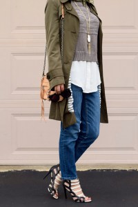 A Day In The Lalz; Fashion Blog; Fall Trends; Fashion Style; Fashion Trends; Fall Fashion; Olive Trench Coat; Boyfriend Jeans; Karen Walker Super Duper; Sweater; Kendra Scott Necklace