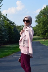 A Day In The Lalz; Banana Republic Sloan Pants; Bana Republic Multi-Zip Moto Jacket; Blush; Fashion; Modesty; Fashion Blog; Fall Beauty; Fall Trends; Fashion Style; Fashion Trends; Fall Fashion; Burgundy & Blush; Hijab; Modesty