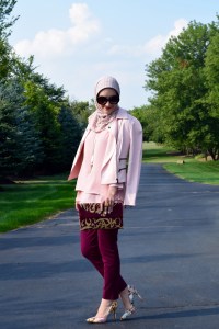 A Day In The Lalz; Banana Republic Sloan Pants; Bana Republic Multi-Zip Moto Jacket; Blush; Fashion; Modesty; Fashion Blog; Fall Beauty; Fall Trends; Fashion Style; Fashion Trends; Fall Fashion; Burgundy & Blush; Hijab; Modesty