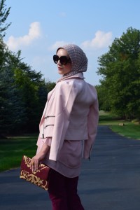 A Day In The Lalz; Banana Republic Sloan Pants; Bana Republic Multi-Zip Moto Jacket; Blush; Fashion; Modesty; Fashion Blog; Fall Beauty; Fall Trends; Fashion Style; Fashion Trends; Fall Fashion; Burgundy & Blush; Hijab; Modesty