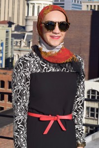 A Day In The Lalz; Lace Sleeve Tunic; Modest Lily; Fall Style; Black and Red; Karen Walker Sunglasses; Leather leggings; Hijab; Modest Fashion; Hijabi Fashion Blogger;