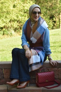 A Day In The Lalz; Blanket Scarf; ASOS Oversized Scarf; Fall Fashion; J. Crew Edie Purse; Flare Jeans; Hijab Fashion; Modesty; Fashion Blog; Style