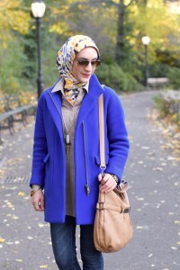 A Day In The Lalz; Stroll in Central Park; NYC; Fashion Blogger; Hijab; Modest Fashion; Street style NYC; Fall in NYC Fashion; J. Crew Coat; Cobalt Blue Coat; 