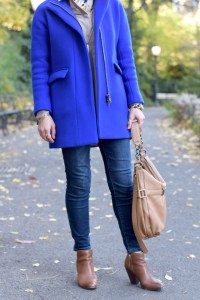 A Day In The Lalz; Stroll in Central Park; NYC; Fashion Blogger; Hijab; Modest Fashion; Street style NYC; Fall in NYC Fashion; J. Crew Coat; Cobalt Blue Coat; 