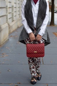 A Day In The Lalz; Fashion Blog; Modesty; Fall Fashion; Zara Printed Trousers: Oversized Loft Shirt; Haute Hijab; J.Crew Edie Purse; Sweater vest; Streetstyle modest fashion
