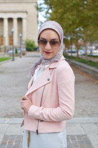 A Day In The Lalz; Fashion Blog; Modest Fashion; Fall Style; Veilure Coutoure; Hijab; Hijabi Fashion Blogger; Pastel medley wrap; Leather leggings; GiGi NY Clutch; Stila All Day Liquid Lipstick; Nordstrom Black Booties