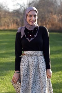 A Day In The Lalz; Holiday Party Look; Veilure Cotoure; Modest Fashion; Hijab Fashion; Fashion Blogger; Ball Gown Skirt; Holiday Outfit Ideas; Gold and Black