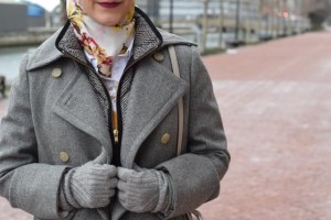 A Day In The Lalz; Fashion Blogger; J. Crew Wool Peacoat; J. Crew Quilted Puffer Vest; Haute Hijab; Bauble Bar Necklace; Tory Burch Riding Boot; Stila Aria Liquid Lipstick; Kate Spade cedar street maise; Snow Day Look; Winter Fashion; Modest Fashion; Hijabi; Karen Walker Fit Harvest Sunglasses