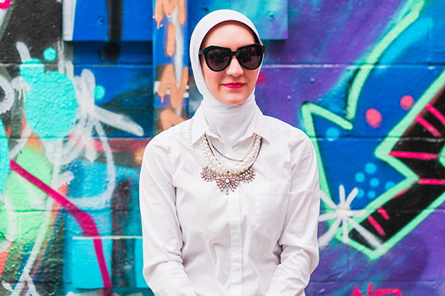 Baublebar Pearl Bennet Bib Necklace and Karen Walker Sunglasses