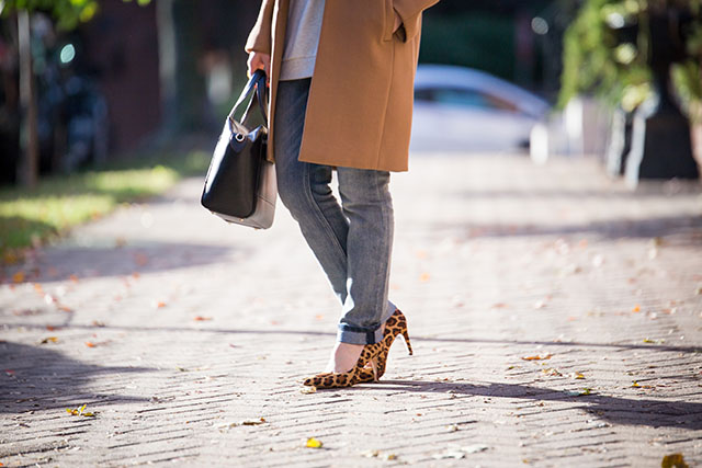 Fall Layers - J. Crew Camel Coat - Boyfriend Jeans - Leopard Heels - Tunic Turtleneck Sweater - Federal Hill Park - Baltimore - Vasiliki Photo - Haute Hijab Scarf - Fashion Blogger - Hijab Fall Fashion - Modest Fashion