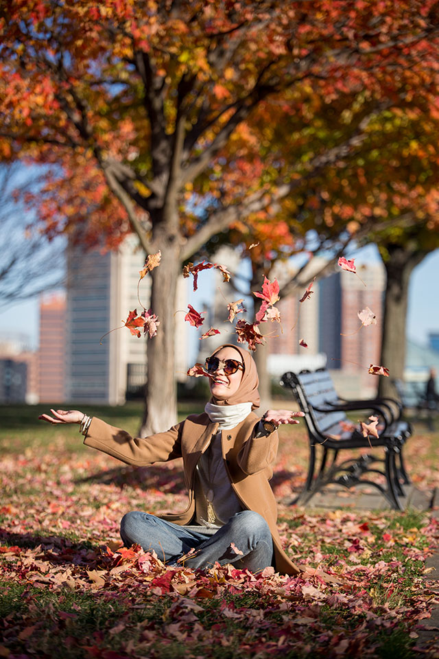 Fall Layers - J. Crew Camel Coat - Boyfriend Jeans - Leopard Heels - Tunic Turtleneck Sweater - Federal Hill Park - Baltimore - Vasiliki Photo - Haute Hijab Scarf - Fashion Blogger - Hijab Fall Fashion - Modest Fashion