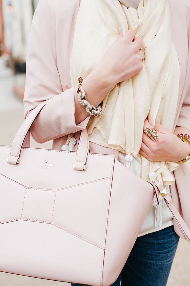 TOMS X JAMES GOLDCROWN HEARTS WOMEN'S CLASSICS, Valentine's Day Outfit, Pink Blazer, Kate Spade Pink Handbag, Hijabi Fashion, V-Day look, MAC Girl About Town Lipstick