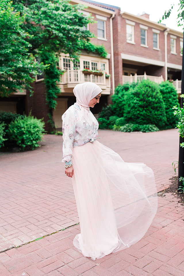 Louise Tulle Skirt-Textured Floral Bomber-Boatneck Top-Spring-Pink tulle skirt-hijab-Anthropologie