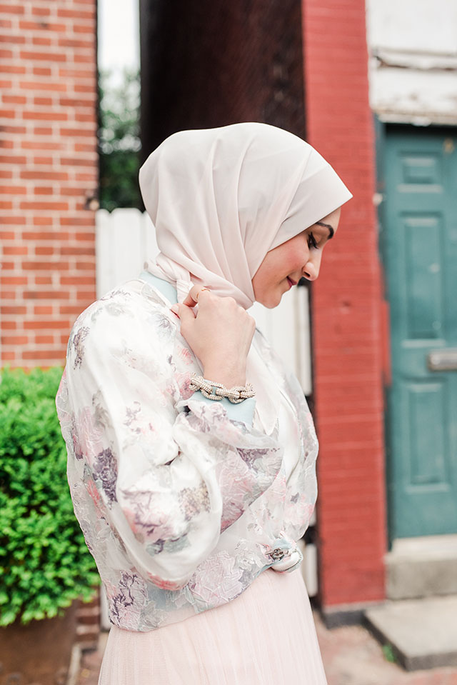 Louise Tulle Skirt-Textured Floral Bomber-Boatneck Top-Spring-Pink tulle skirt-hijab-Anthropologie