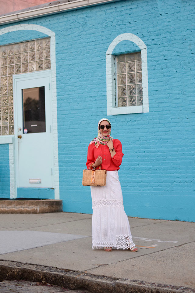 Summer Style-Free People-Audrey Picnic Basket-Baltimore-White Maxi Skirt-Modest Fashion-Hijabi Blogger