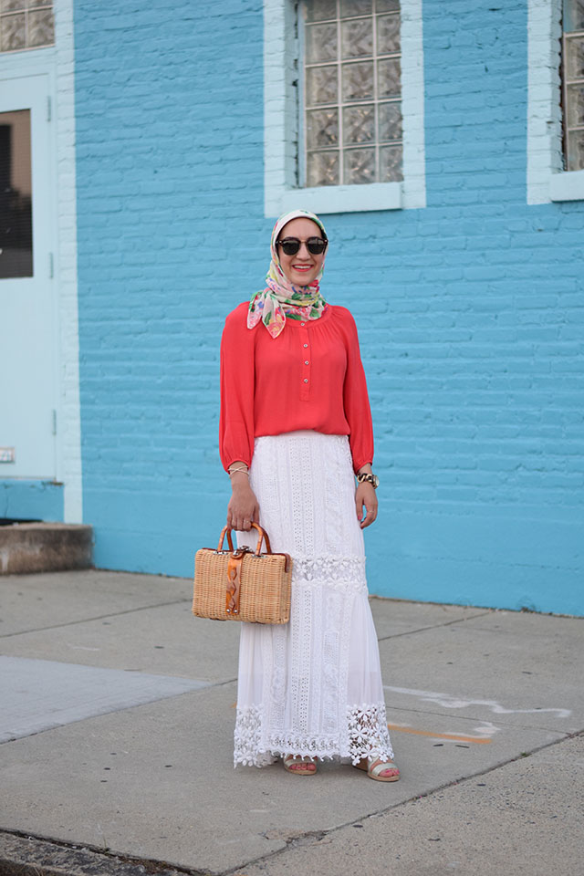 Summer Style-Free People-Audrey Picnic Basket-Baltimore-White Maxi Skirt-Modest Fashion-Hijabi Blogger