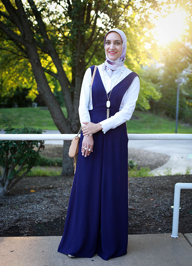 Anthropologie-Apron Wide-Leg Jumpsuit-Haute Hijab-Rebecca Minkoff Mini Mac-Hijabi Blogger-Kendra Scott Rayne Stone Tassel Pendant Necklace-Modest Fashion