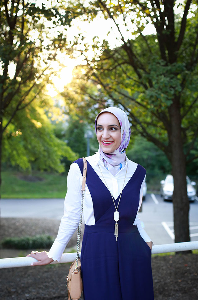 Anthropologie-Apron Wide-Leg Jumpsuit-Haute Hijab-Rebecca Minkoff Mini Mac-Hijabi Blogger-Kendra Scott Rayne Stone Tassel Pendant Necklace-Modest Fashion