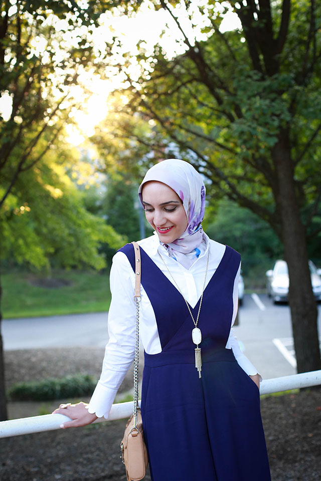 Anthropologie-Apron Wide-Leg Jumpsuit-Haute Hijab-Rebecca Minkoff Mini Mac-Hijabi Blogger-Kendra Scott Rayne Stone Tassel Pendant Necklace-Modest Fashion