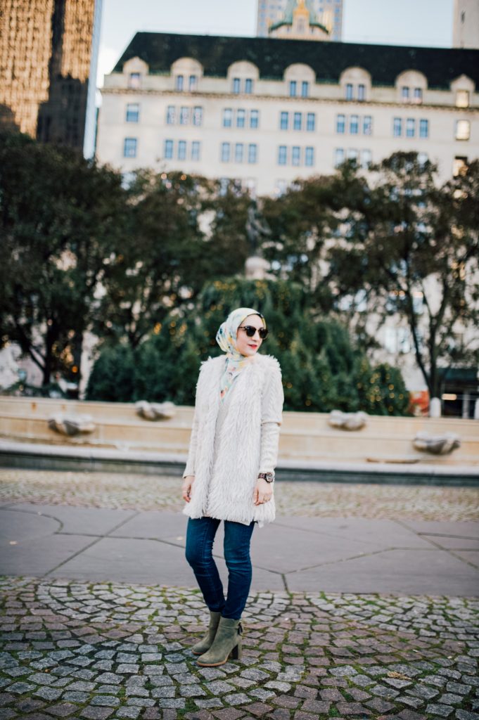 Bow Booties for Fall and faux fur vest for fall style