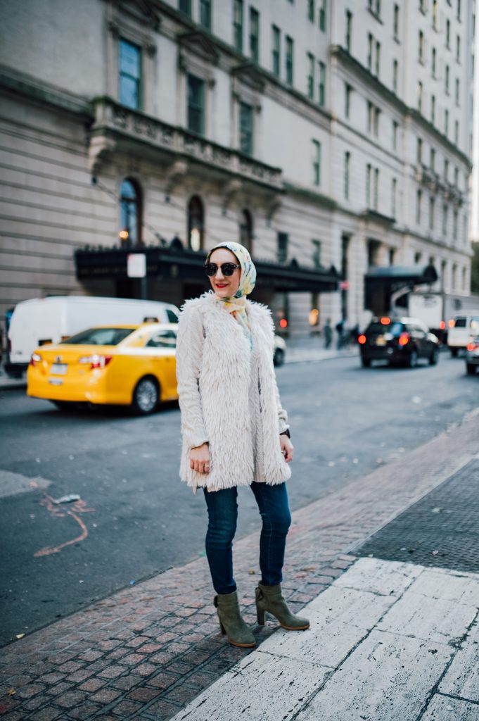 Bow Booties for Fall and faux fur vest for fall