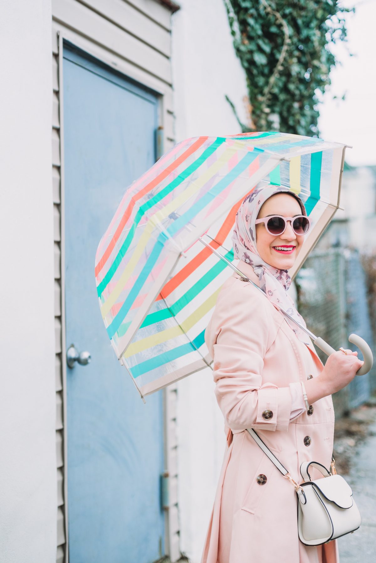 Rainy Day Style, A Day In The Lalz, J. Crew Daisylace Pant, Pink Trench Coat, Kate Spade Umbrella