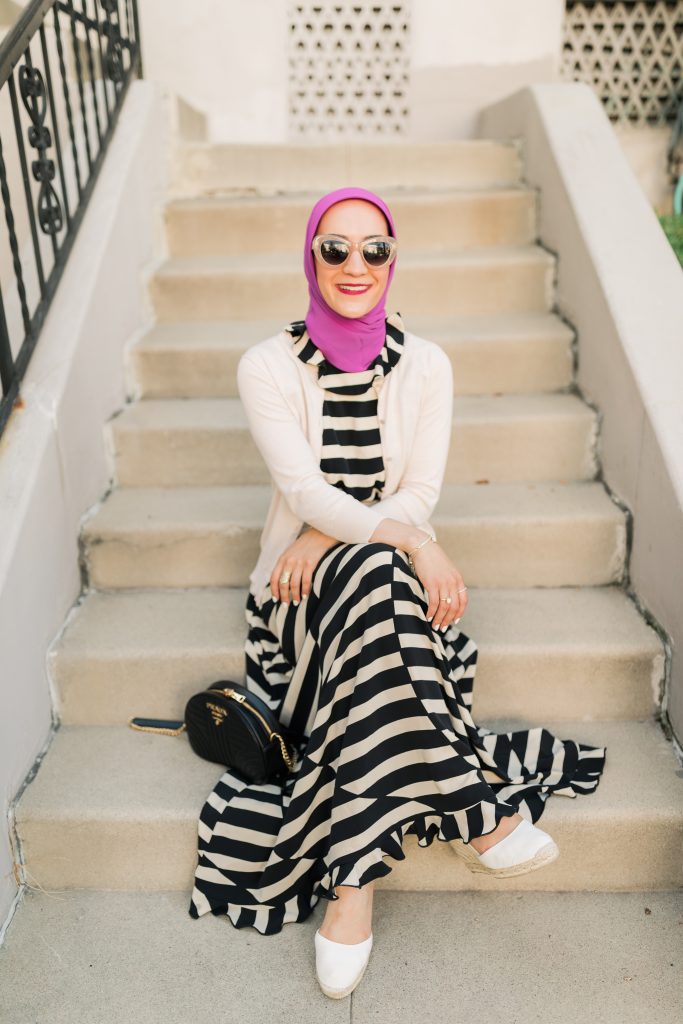 betsy adam black dress macy's Monte Carlo | Black & White Striped Square-Neck Drop-Waist Midi Dress main image 1