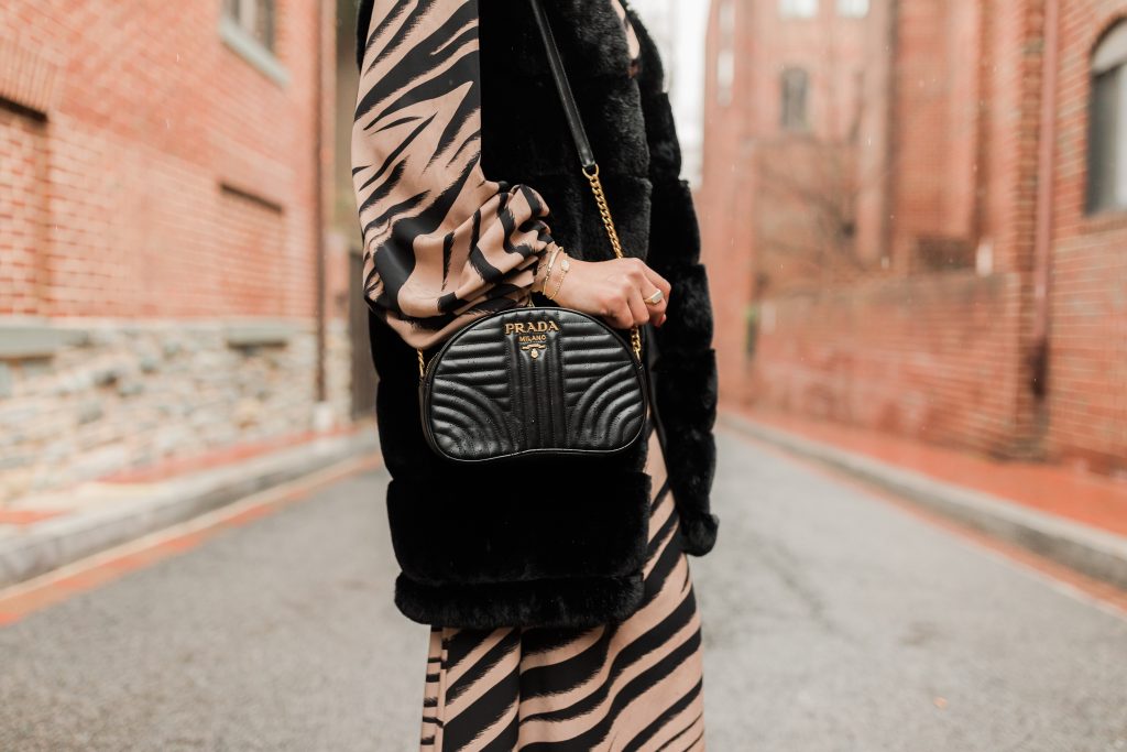 Winter Style-Modest Fashion-Zebra Print Dress-Faux Fur Vest-White Boots-Lalz-Georgetown-DC Fashion