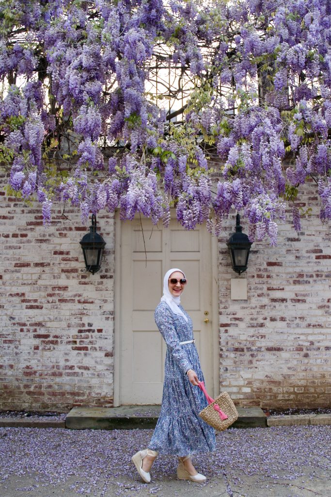 J.Crew Shirtdress-Liberty London-Wisteria in DC-Lalz-Haute HIjab=Pamela Munson Bucket Bag