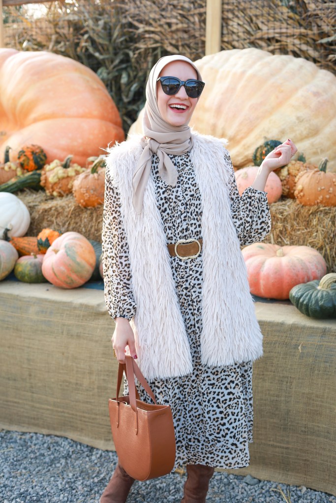 Cheetah-Print-Pleated-Midi-Dress-Haute-Hijab-Fall-Style-Modest-Fashion