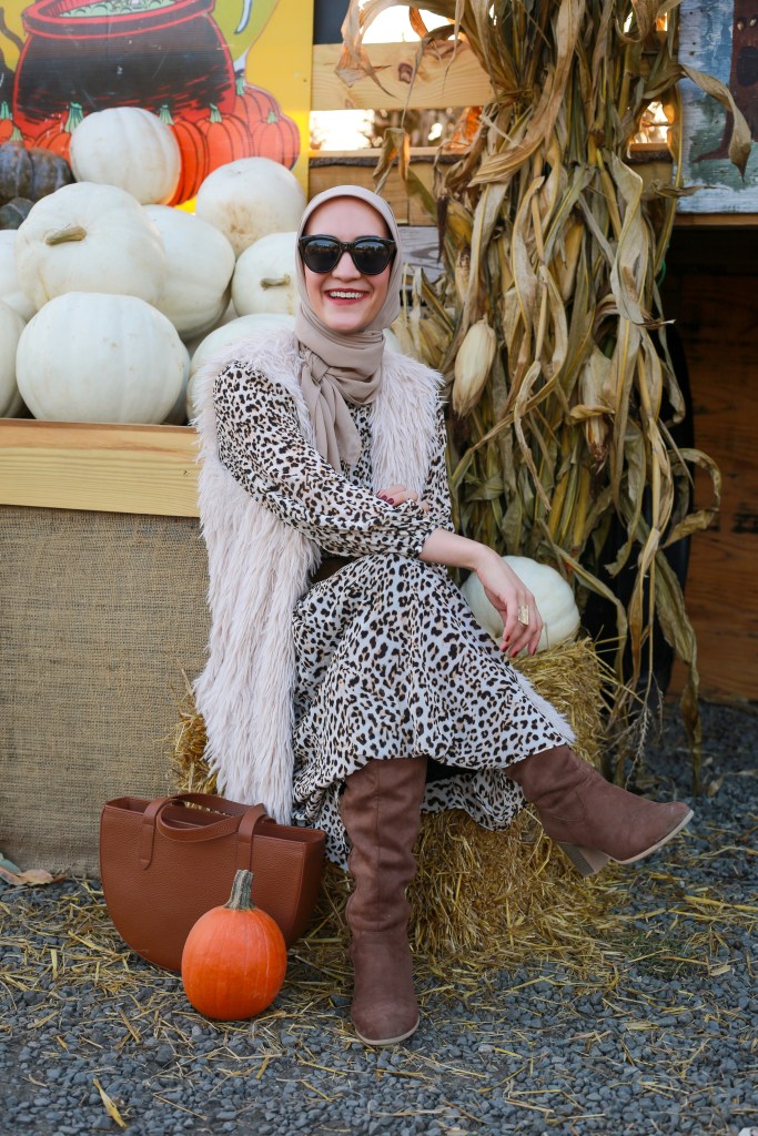 Cheetah-Print-Pleated-Midi-Dress-Haute-Hijab-Fall-Style-Modest-Fashion