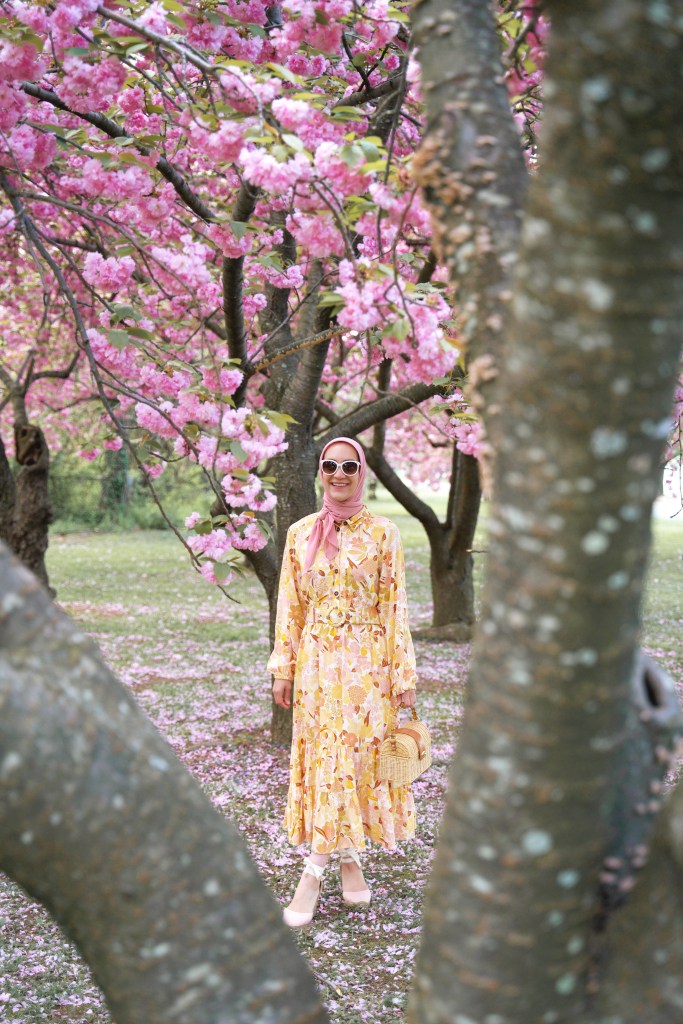 Washington DC-Kwanzan cherry blossoms-Midi Dress-Modest Fashion-Hijab
