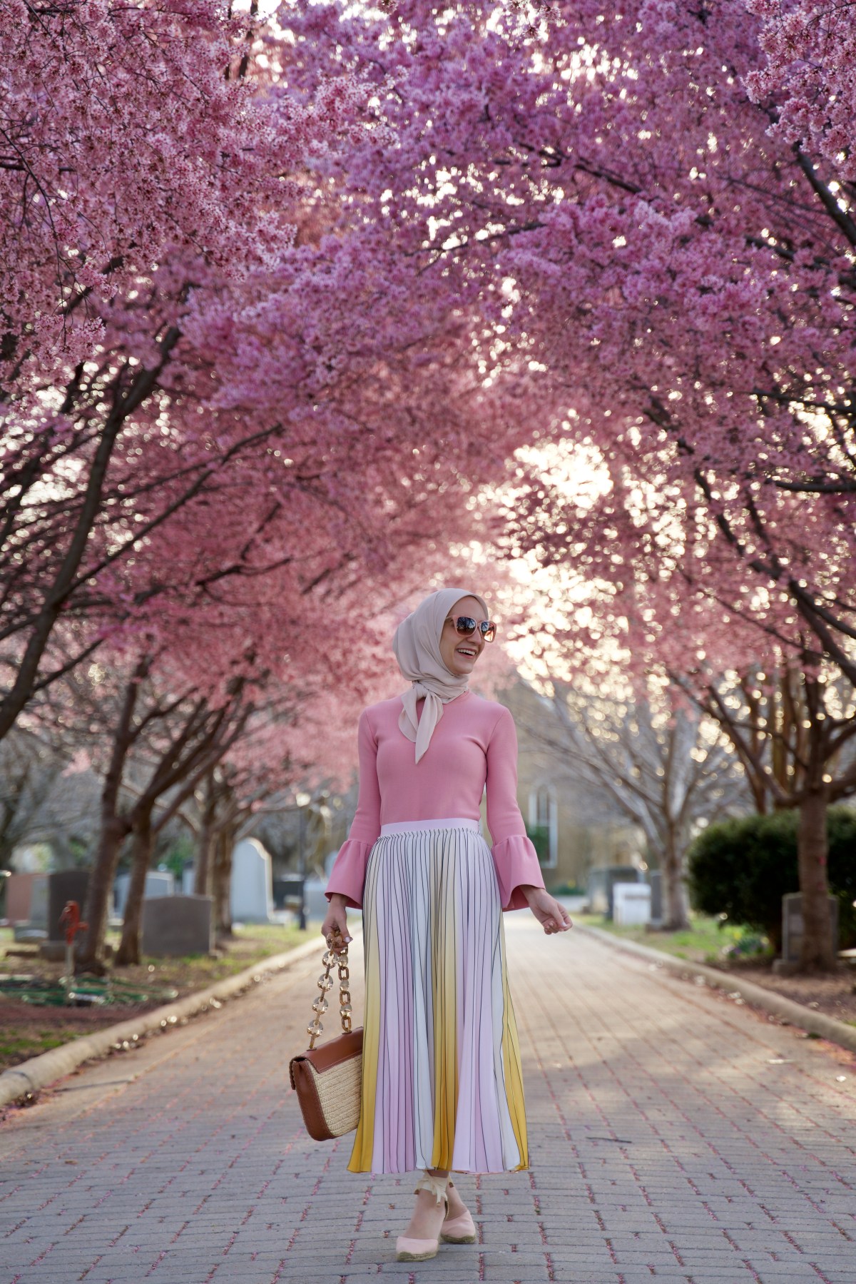 Blooming Eid Pleated Skirt - Carnation