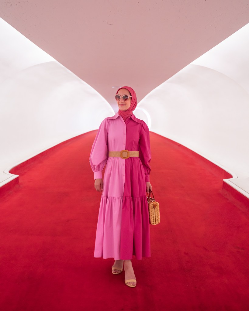 TWA Hotel -JFK Airport-Stine Goya Dress-Hijab Fashion-Travel NYC