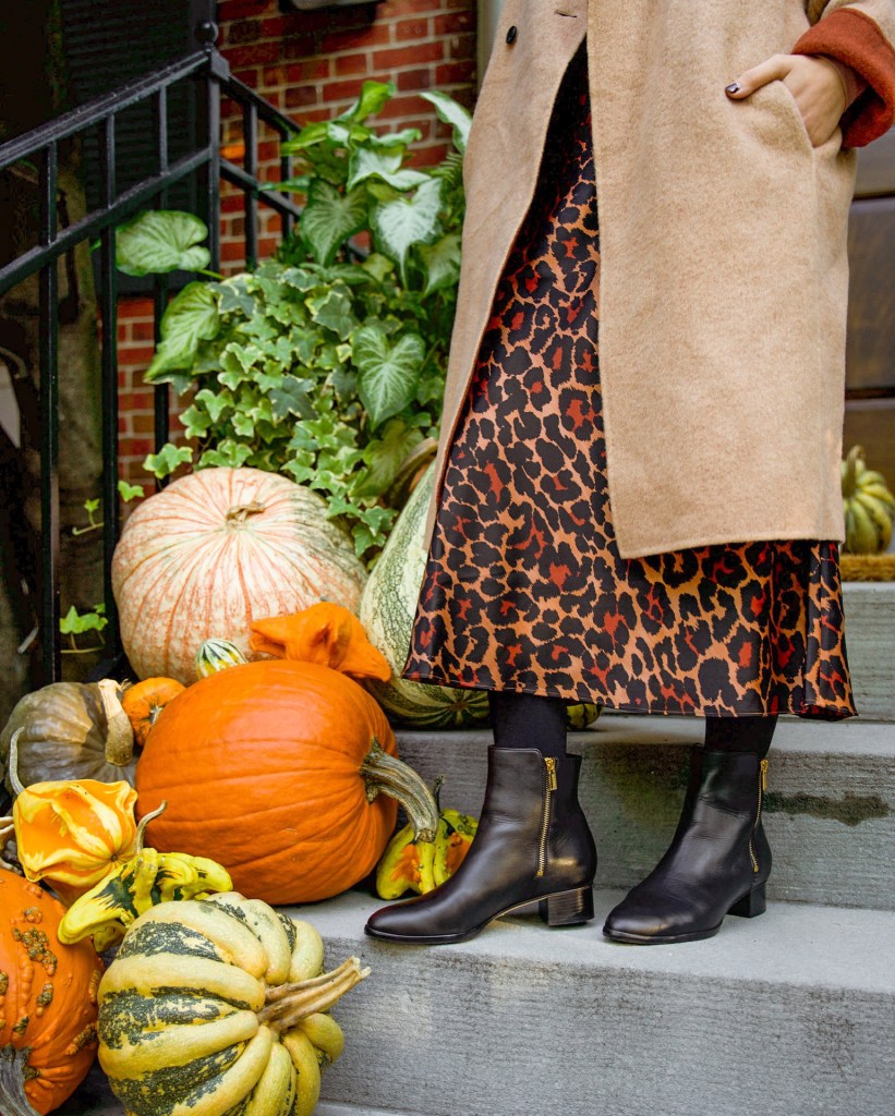 Sarah Flint Perfect Zip Bootie-Leopard Skirt-M.M.LaFleur Coat-Fall Fashion-Haute Hijab