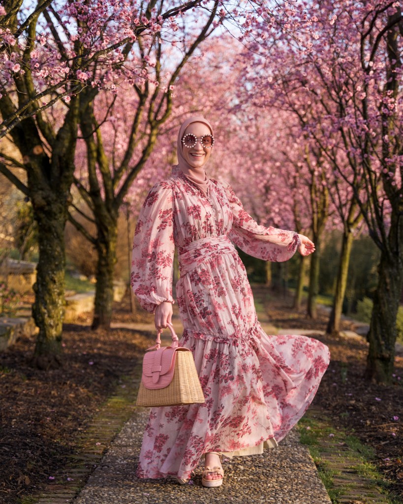 DC-Spring-Plum Blossoms-Maxi Dress-Modest Fashion-Lack of Color Hat