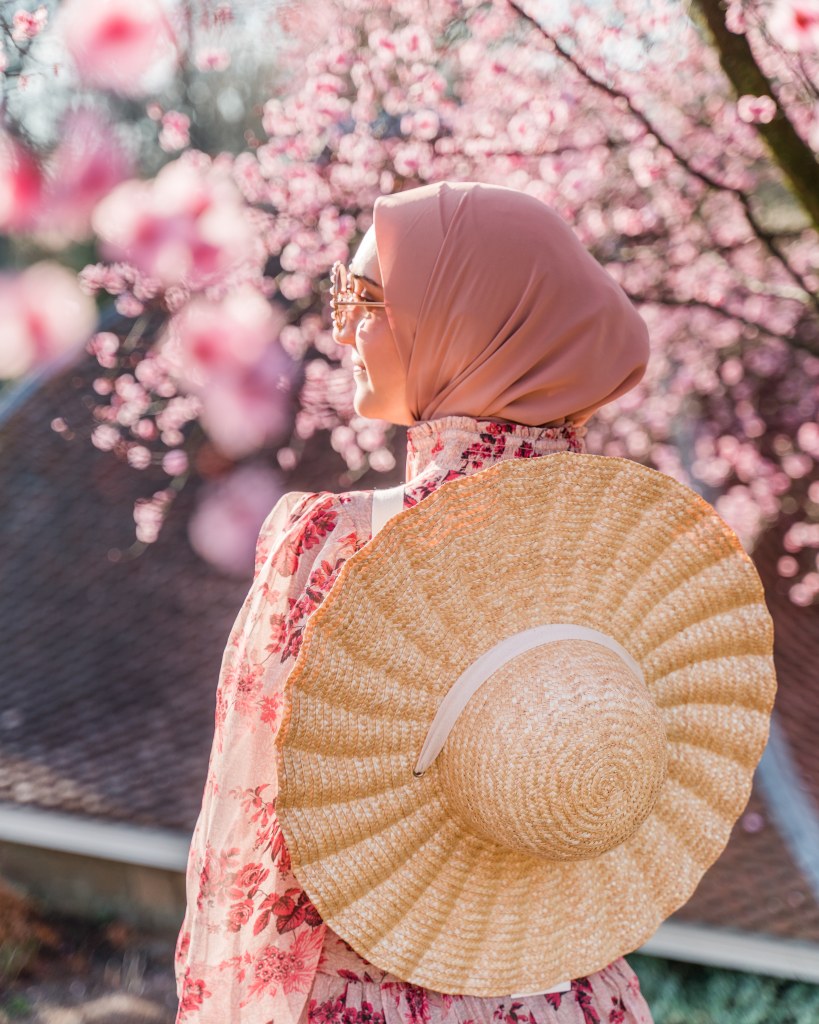 DC-Spring-Plum Blossoms-Maxi Dress-Modest Fashion-Lack of Color Hat