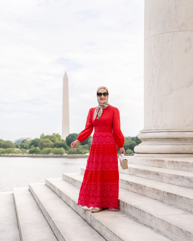 open lace back dress Red Crepe Massey Dress
