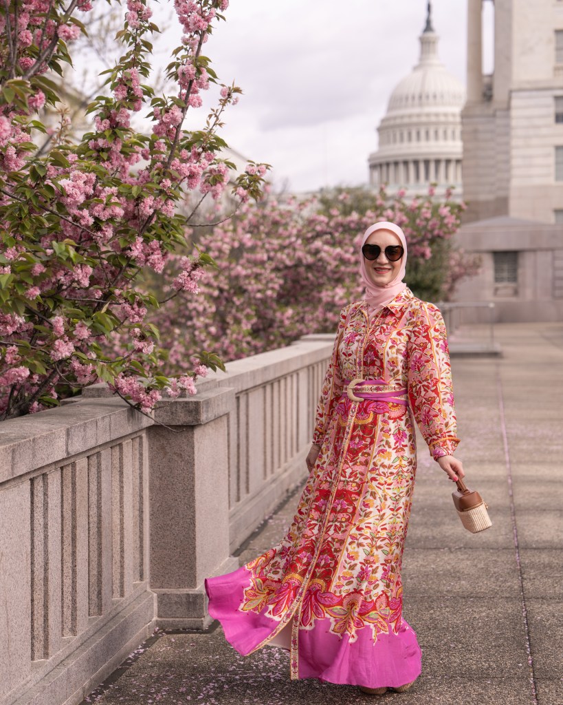 Sezane-Bellisima Dress-DC-Kwanzan Cherry Blossom-Hijabi-Fashion-Spring
